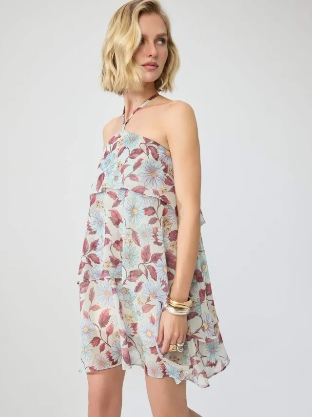 Trendyol TRENDYOLMİLLA Dames Meerkleurig Bloemen Kort / Mini Mouwloos Skater Jurken veelkleurig, foto 2