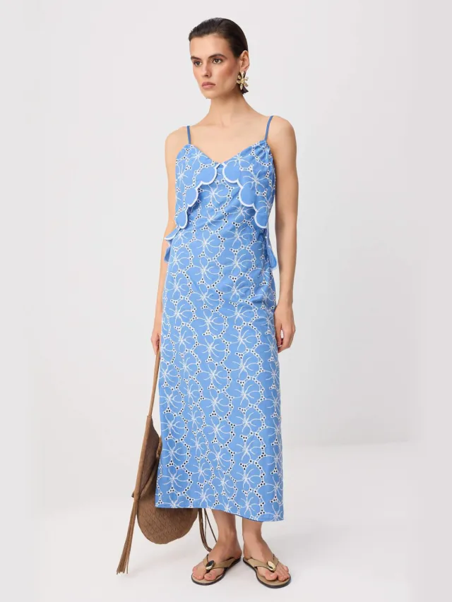 Trendyol TRENDYOLMİLLA Dames Blauw Effen Maxi Mouwloos A-lijn Jurken