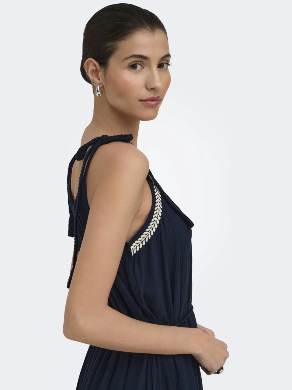JDY viscose maxi jurk met borduursels - donkerblauw, foto 4