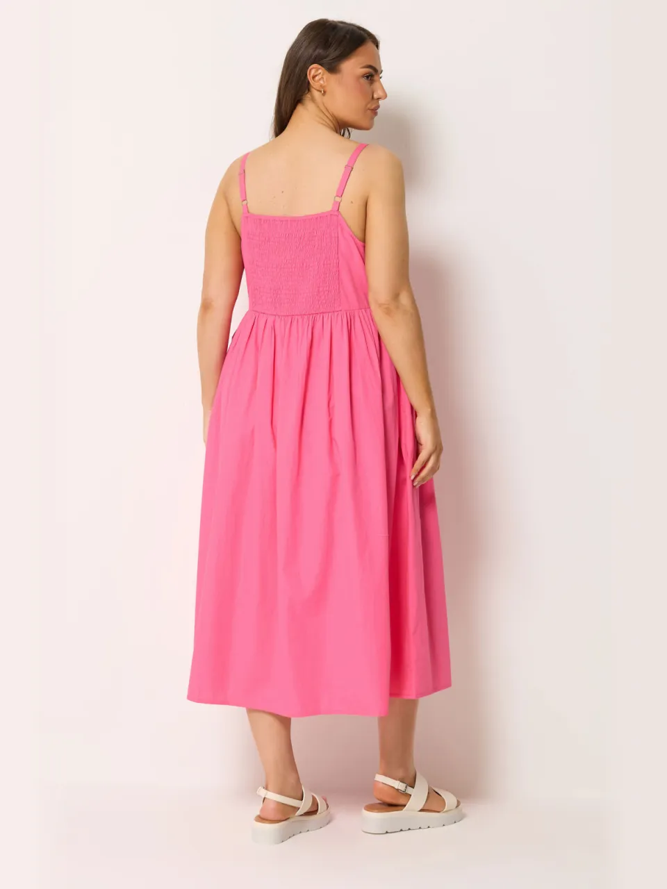 Yours Roze Poplin Midijurk, foto 4
