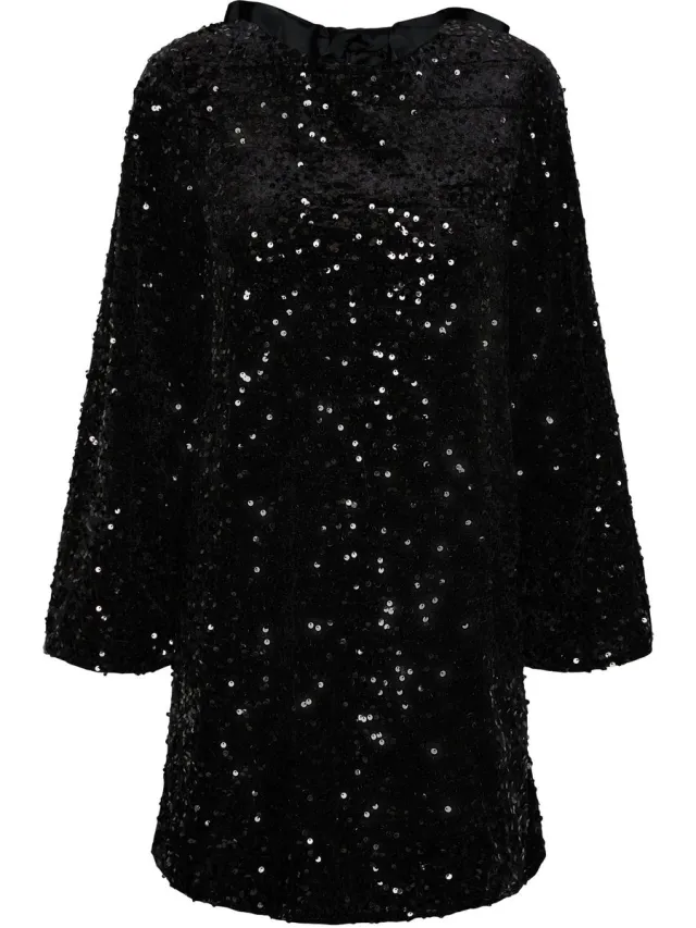 Pieces PCKAM LS DEEP BACK BOW DRESS JRS BC - Dames - Mini jurken Black