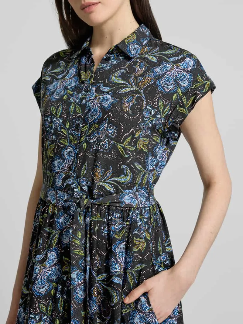 Jake*s Casual Overhemdjurk van viscose met strikceintuur zwart, foto 3