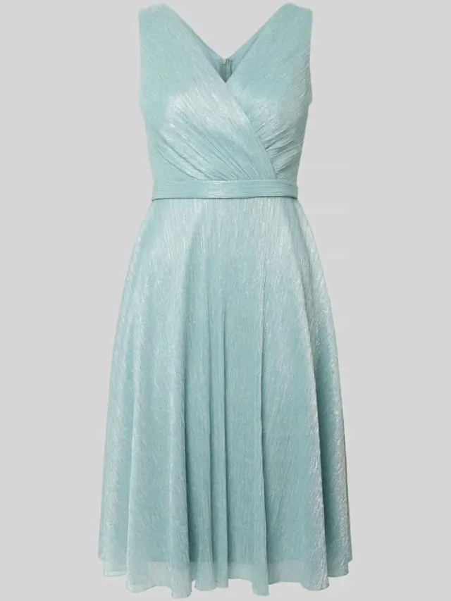TROYDEN COLLECTION Knielange cocktailjurk met V-hals mintgroen, foto 2
