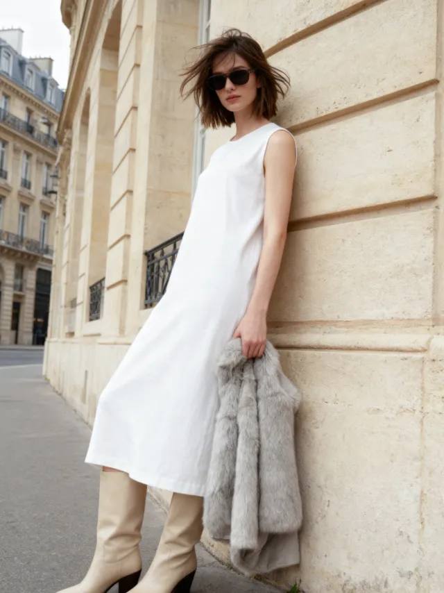 Trendyol Modest Dames Wit Effen Midi Mouwloos Casual Recht Modest Jurken, foto 2