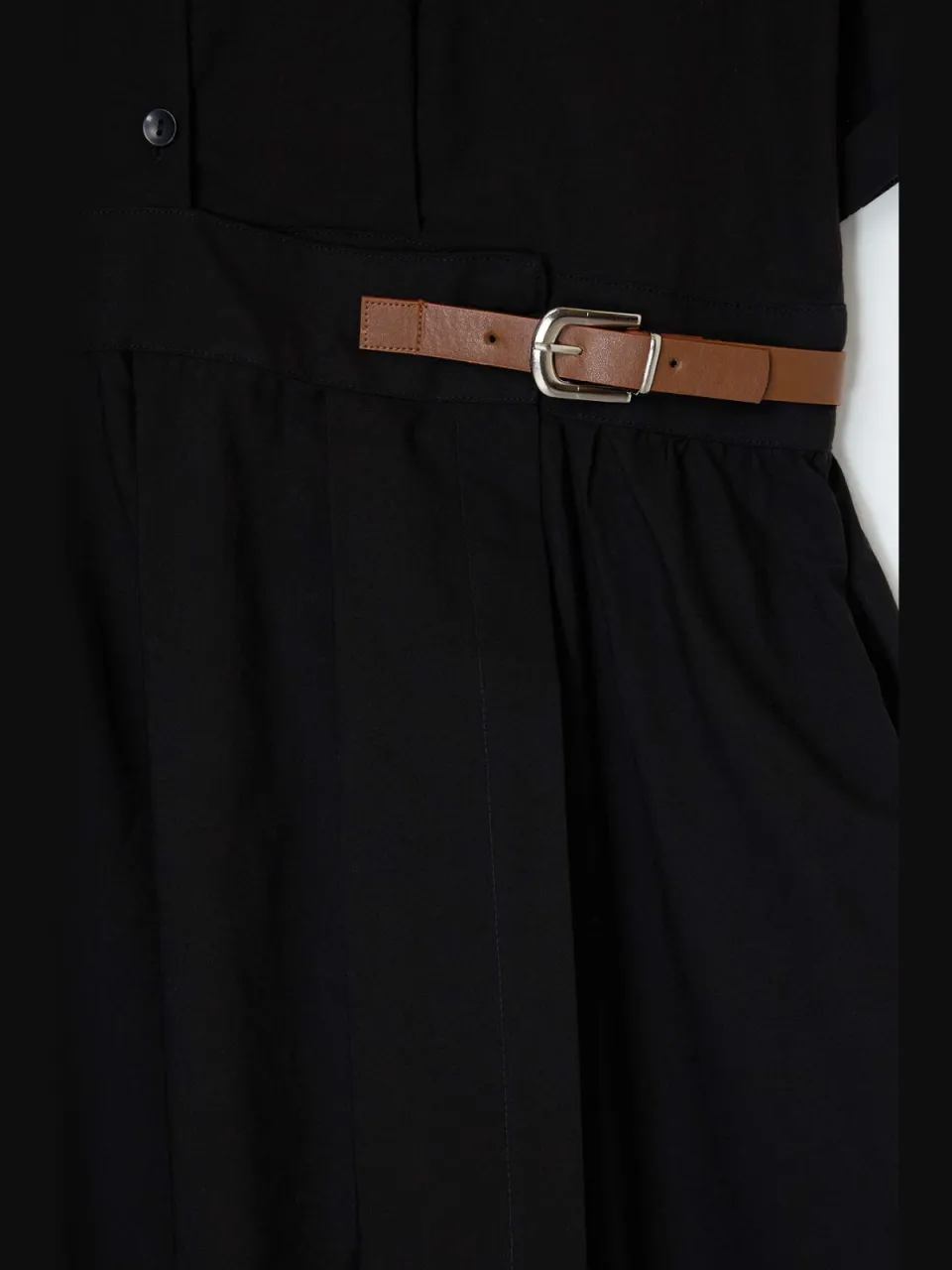 Trendyol Curve Dames Zwart Effen Midi Kort Casual Recht Grote maten Jurk, foto 2