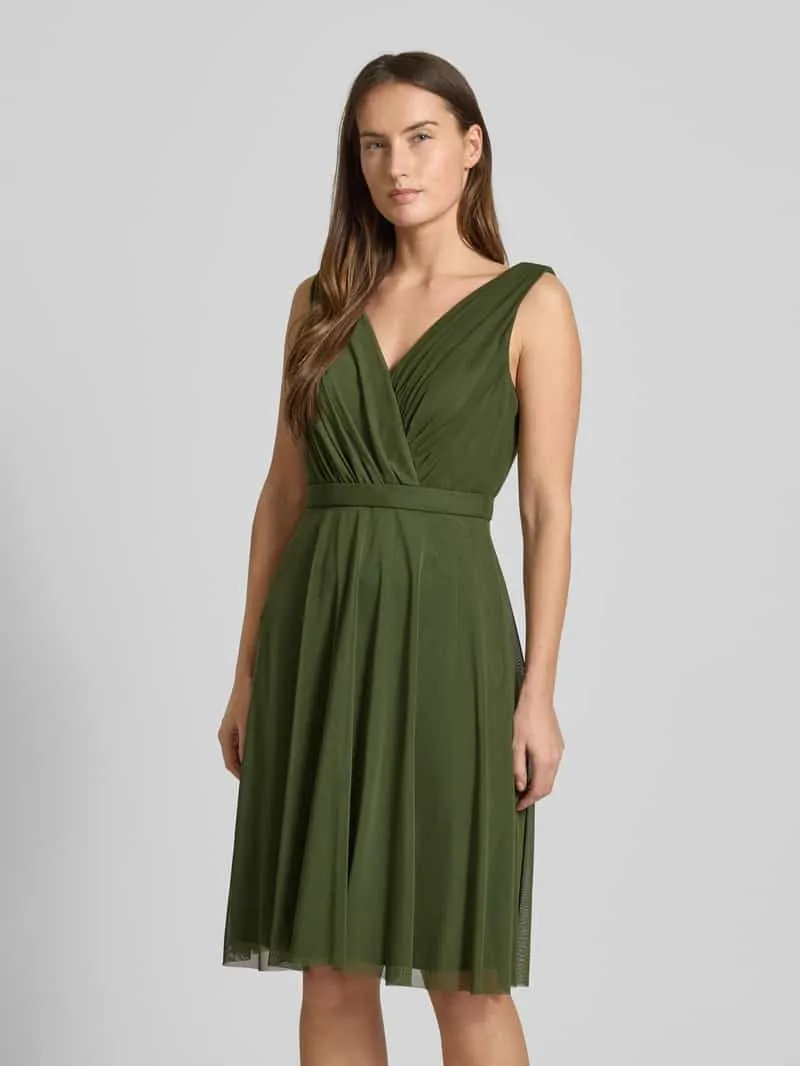 TROYDEN COLLECTION Cocktailjurk met V-hals Olijfgroen