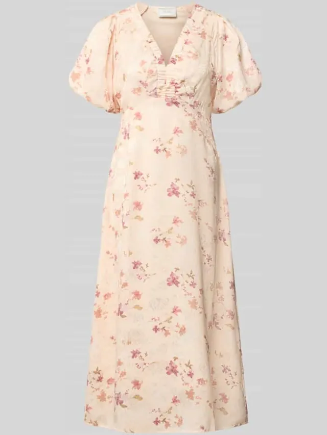 NEO NOIR midi-jurk met V-hals model 'Illana' Beige