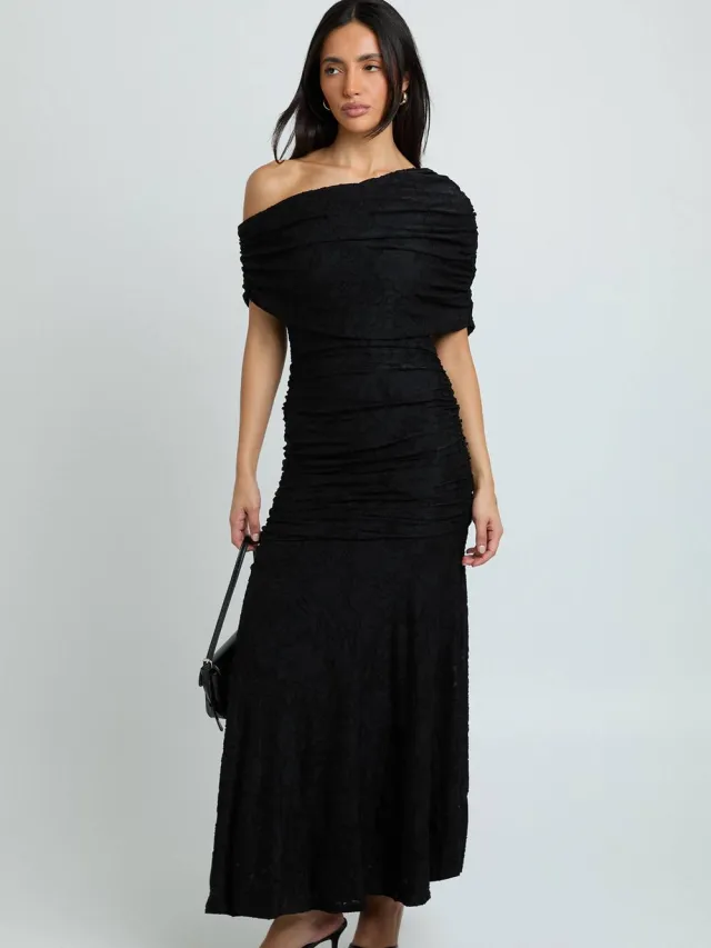 boohoo Dames Maxi-jurk Met Burnout En Gedrapeerd Detail Zwart