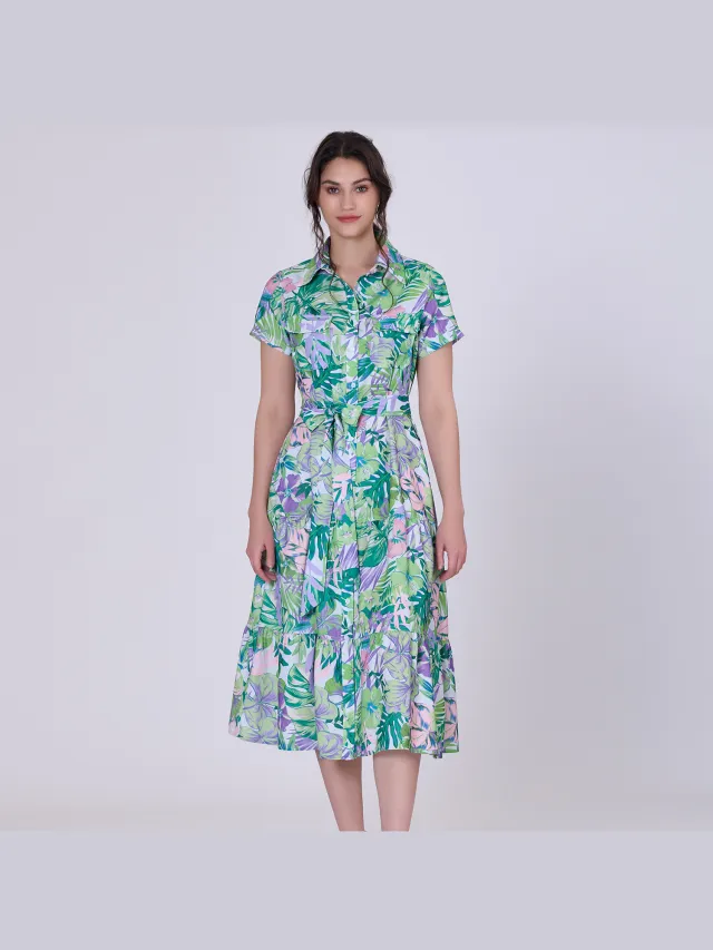 S&J Weekends Tropische print MIDI -shirtjurk Veelkleurig