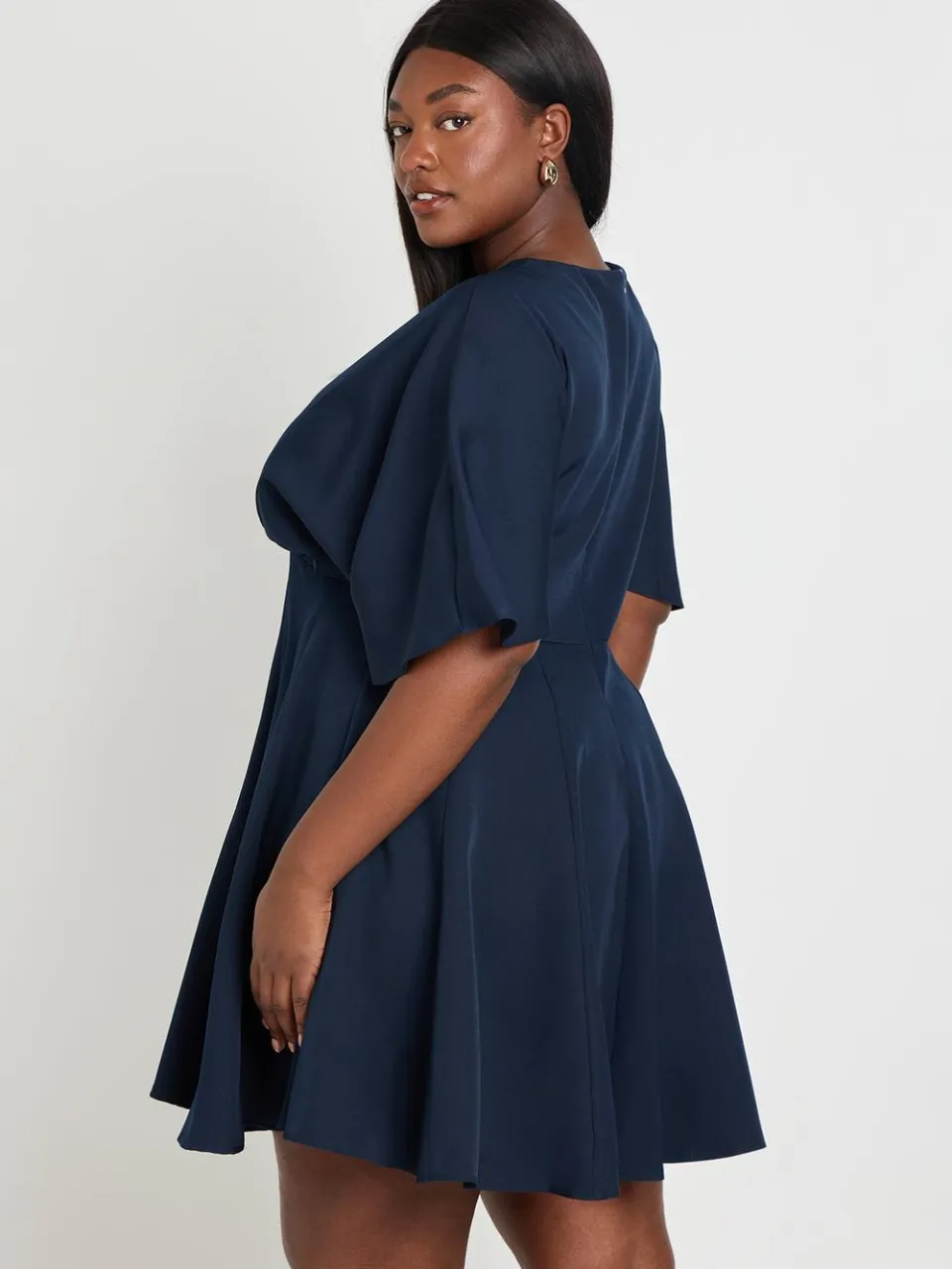 boohoo Dames Plus Geplooide Skater Jurk Met Rok marineblauw, foto 2