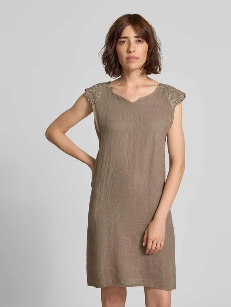 ZABAIONE Mini-jurk van linnenmix met stitchings Taupe