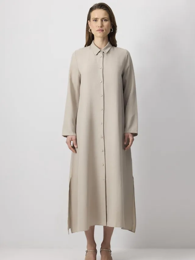 TOUCHÉ PRIVÉ Maxi jurk met speciale textuur - Stone - Dames