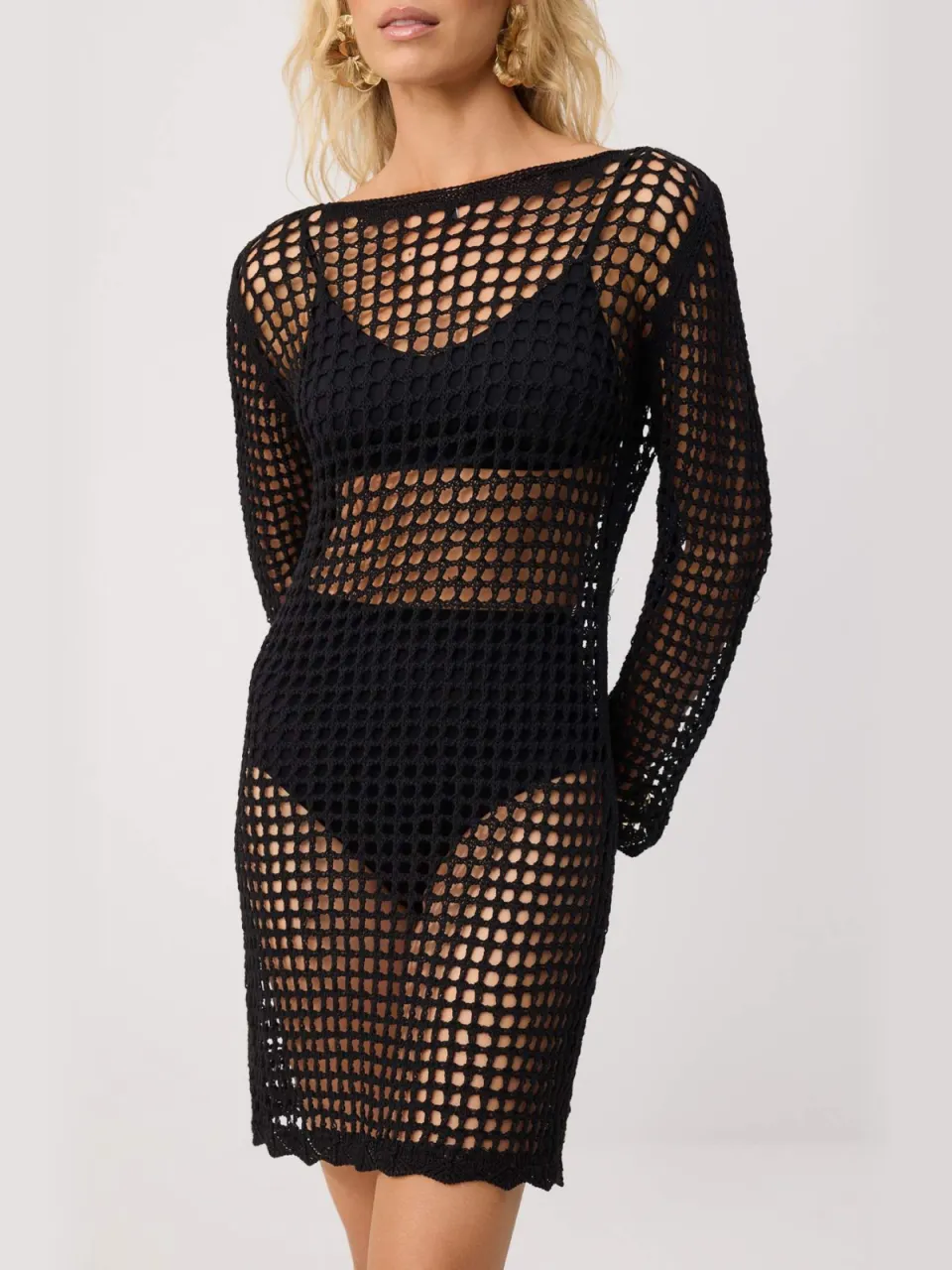 Trendyol TRENDYOLMİLLA Dames Zwart Ajour Kort / Mini Lang Strandkleding Recht Jurken, foto 2