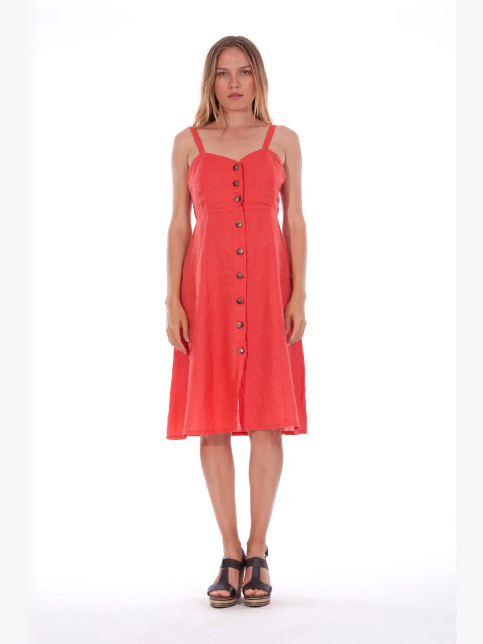 RAVENS VIEW IBIZA dames vegan Jurk Capri Snoeprood rood, foto 2