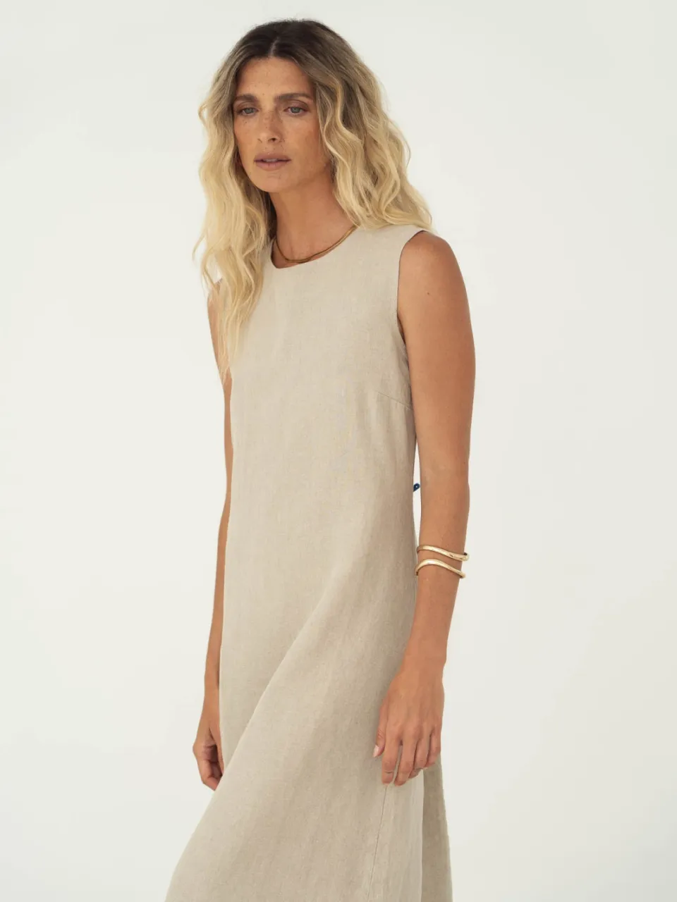 Näz dames vegan Lange Jurk Leonie Beige, foto 2