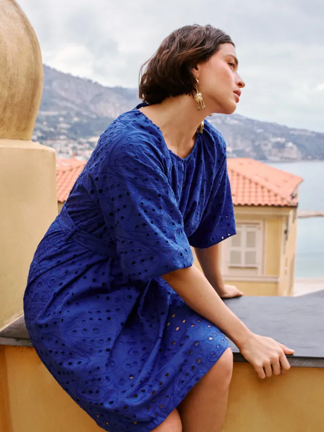 Trendyol Curve Dames Blauw Bloemen Kort / Mini Kort Casual A-lijn Grote maten Jurk, foto 2