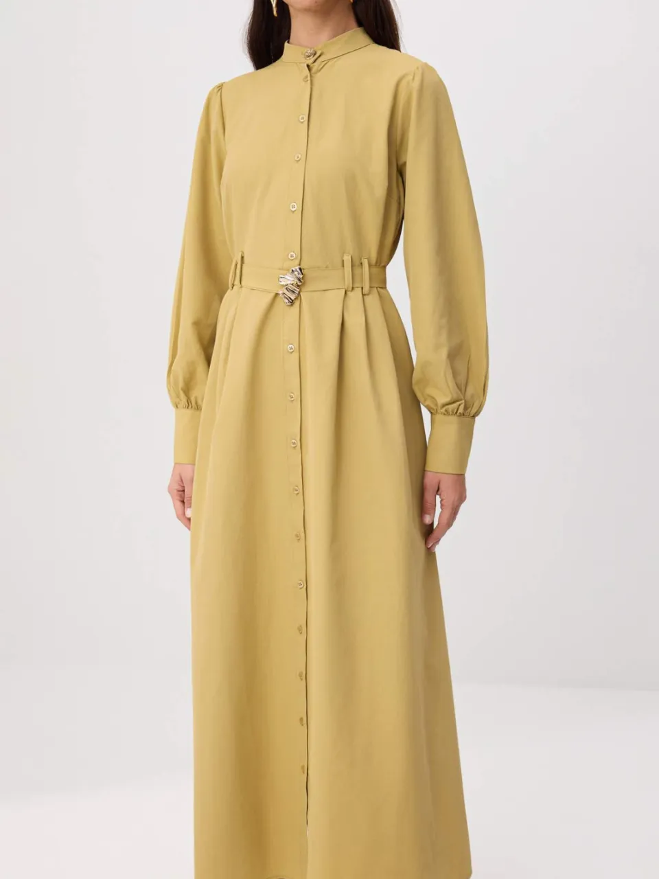Trendyol Modest Dames Groen Effen Maxi Lang Casual Skater Modest Jurken, foto 2