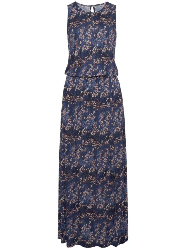 Maxi-jurk blauw/roze bedrukt