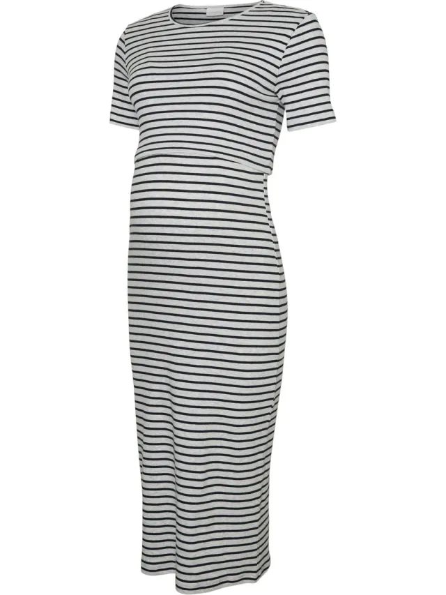 Mamalicious MLAWA YD JUNE SS JRS MIDI DRESS 2F - Dames - Mini jurken Light Grey Melange