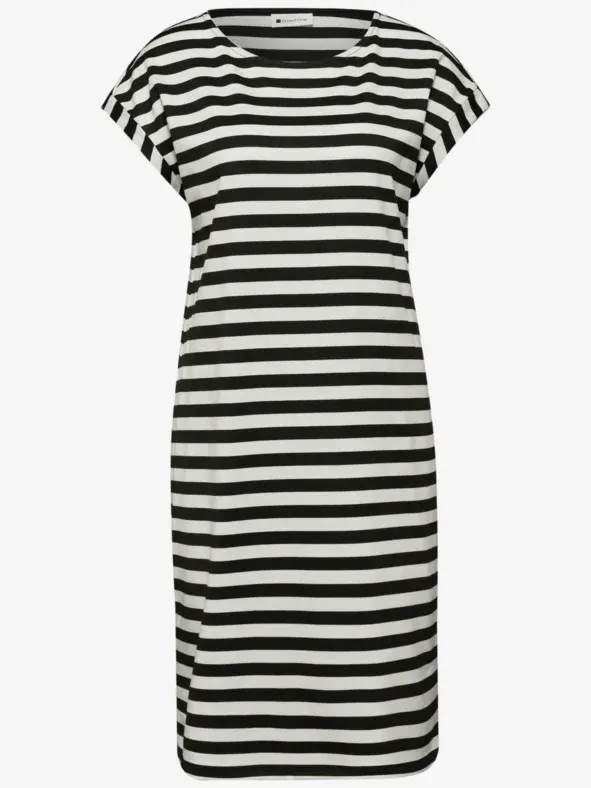 Street One Knielange jersey jurk met strepen zwart, foto 2