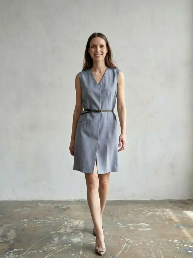 MyFashion Geknoopte Midi Shift Jurk Blauw