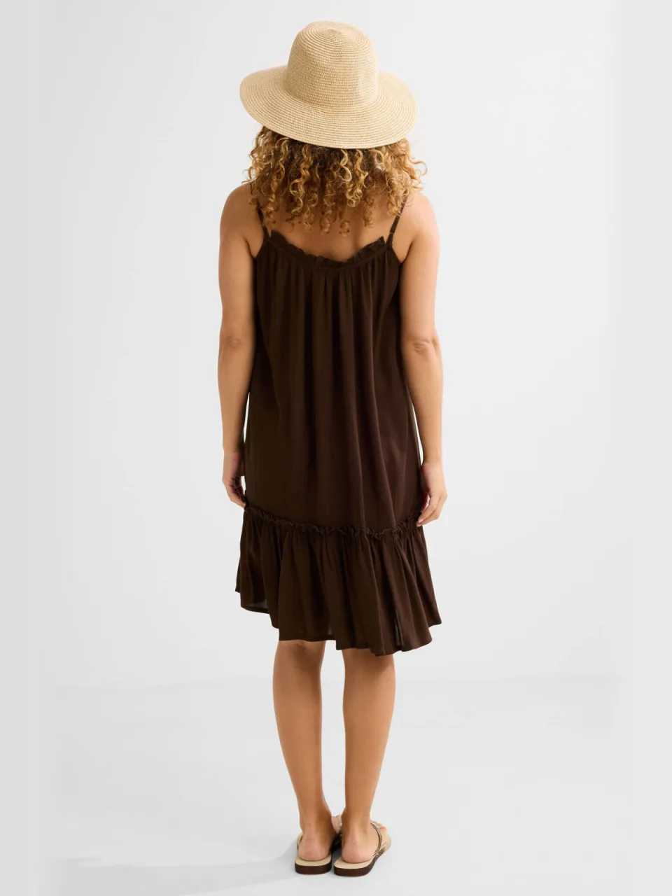 BEACHWAVE crinkle strandjurk donkerbruin, foto 3