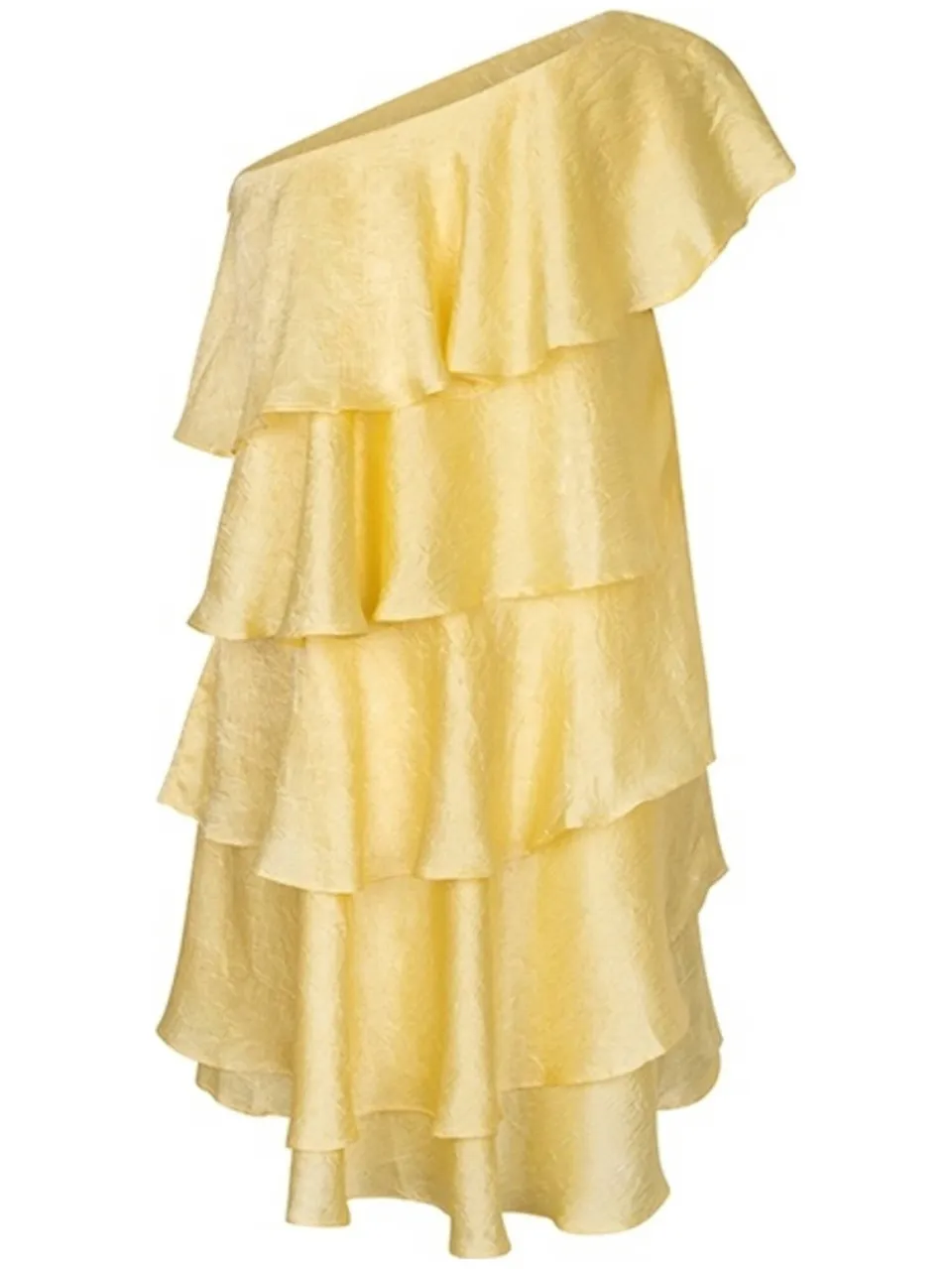 Lofty Manner one shoulder jurk met ruches - geel, foto 3