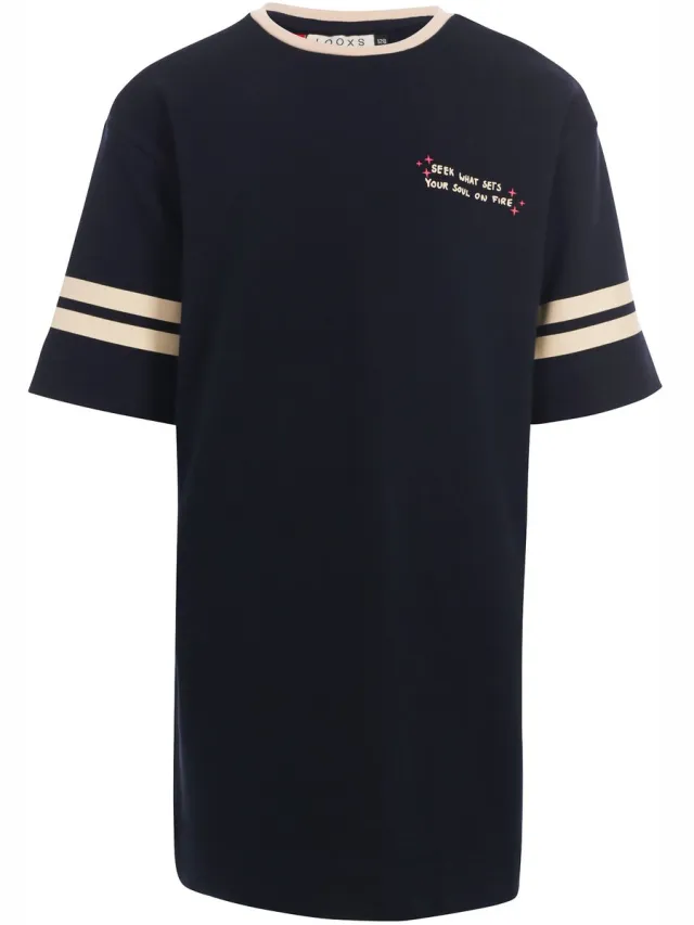 LOOXS REVOLUTION LOOXS Little Meisjes jurk - Maat 116 in de kleur Blauw van 94% Cotton 6% Elasthane - 2631-7804-157