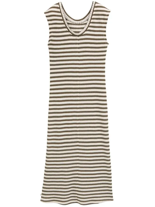 Tom Tailor Denim - Midi-jurk met gestreept patroon - olive white stripe