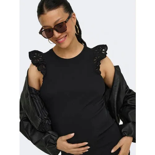 Only Maternity korte zwangerschapsjurk broderie zwart, foto 2