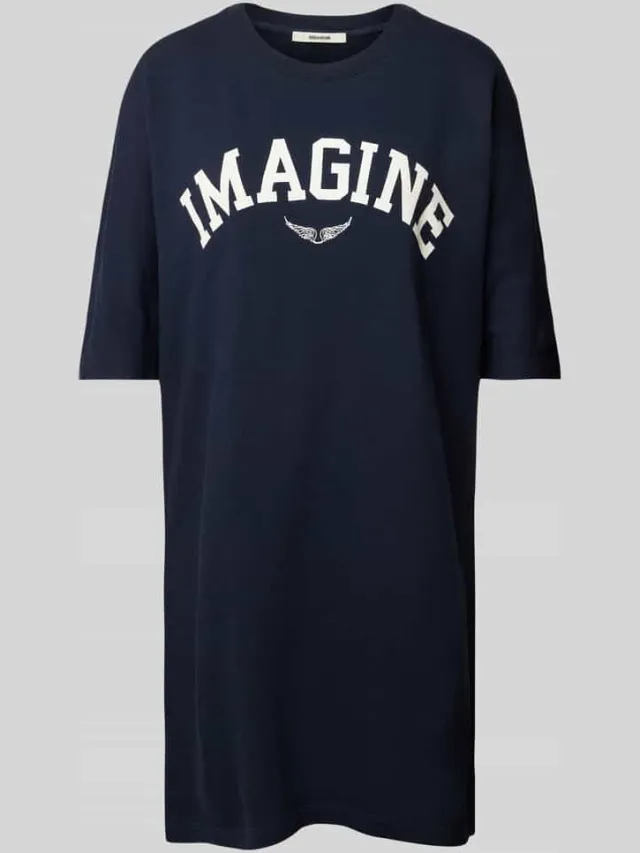 Zadig & Voltaire T-shirtjurk met statementprint, model 'PORTMAN' marineblauw, foto 2