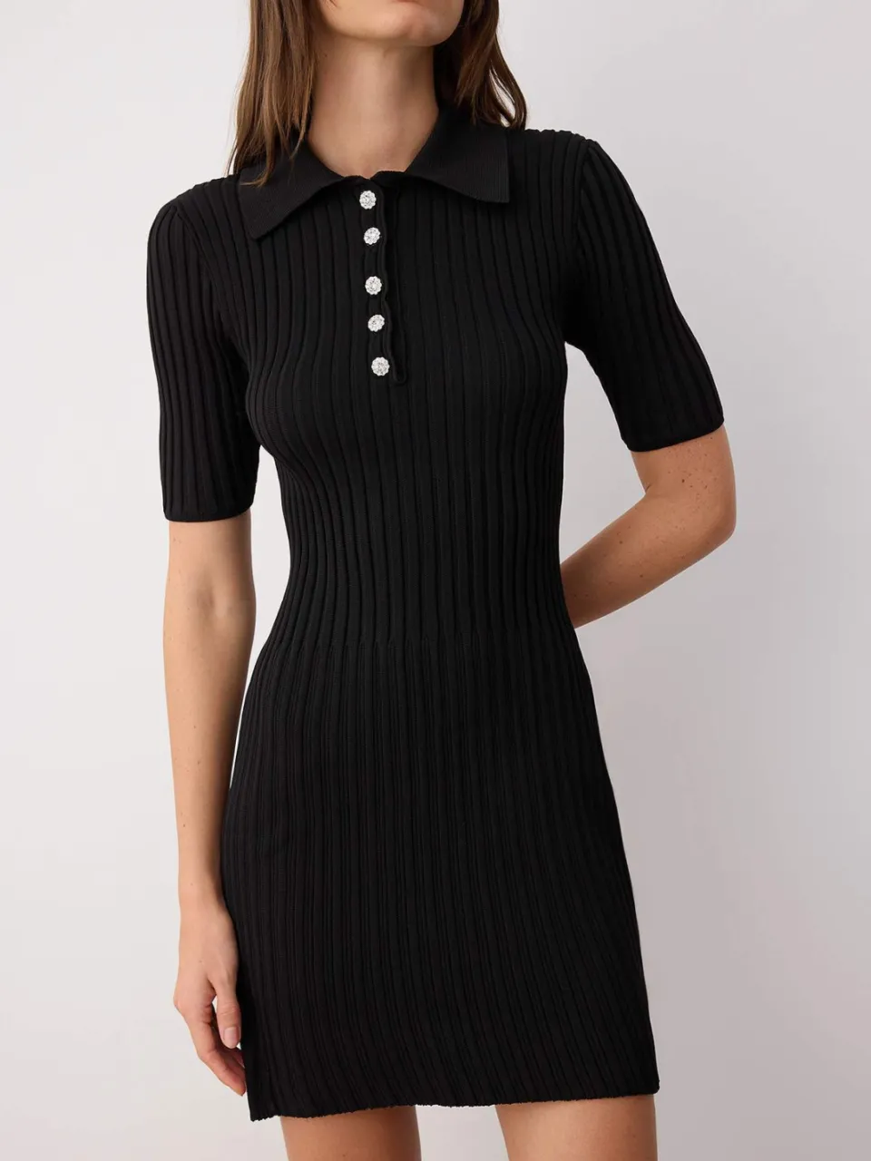 Trendyol TRENDYOLMİLLA Dames Zwart Effen Extra Kort / Super Mini Kort Casual Bodycon Jurken, foto 2