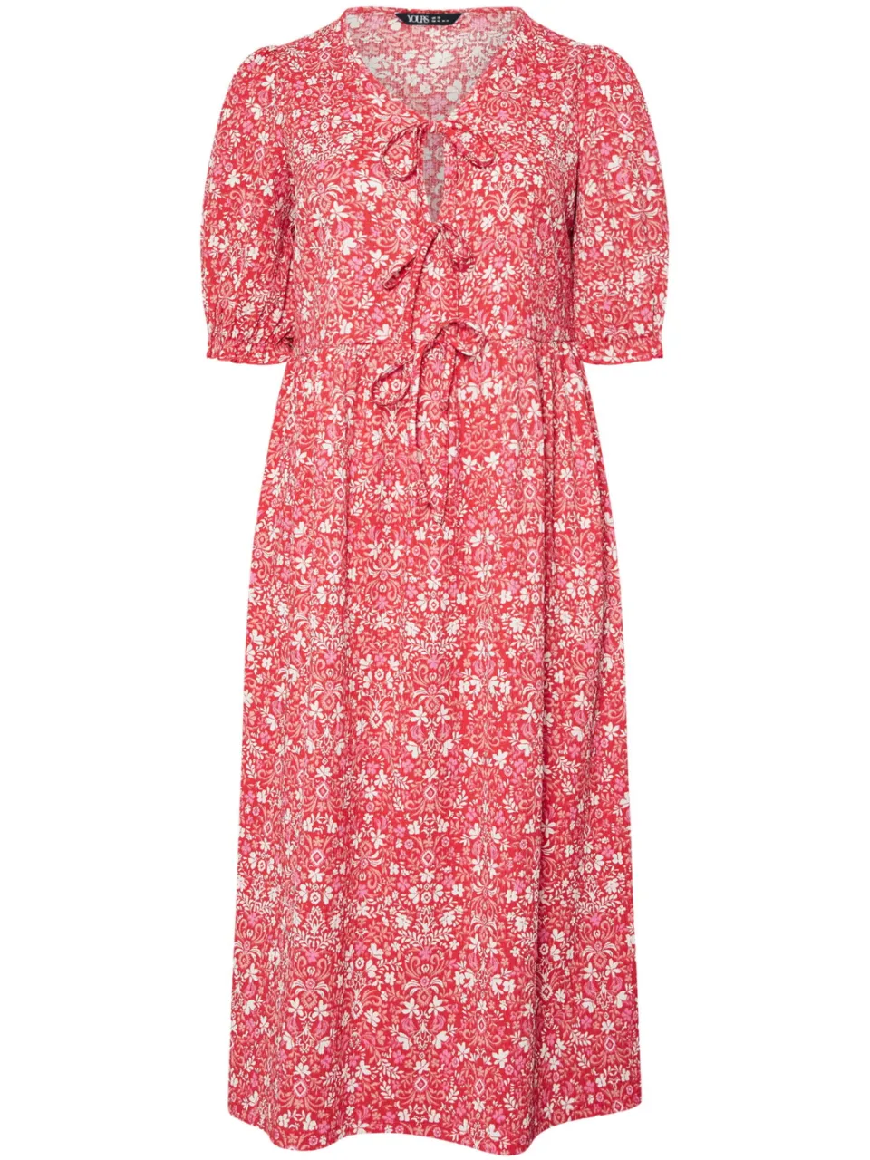 Yours Rode Bloemen Paisley Strik Voorkant Midaxi Jurk-52 rood, foto 4