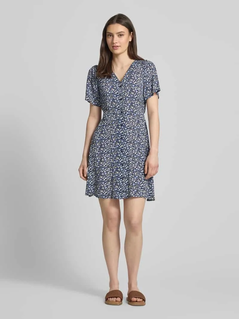 Only Mini-jurk van pure viscose model 'EVIDA' marineblauw, foto 3