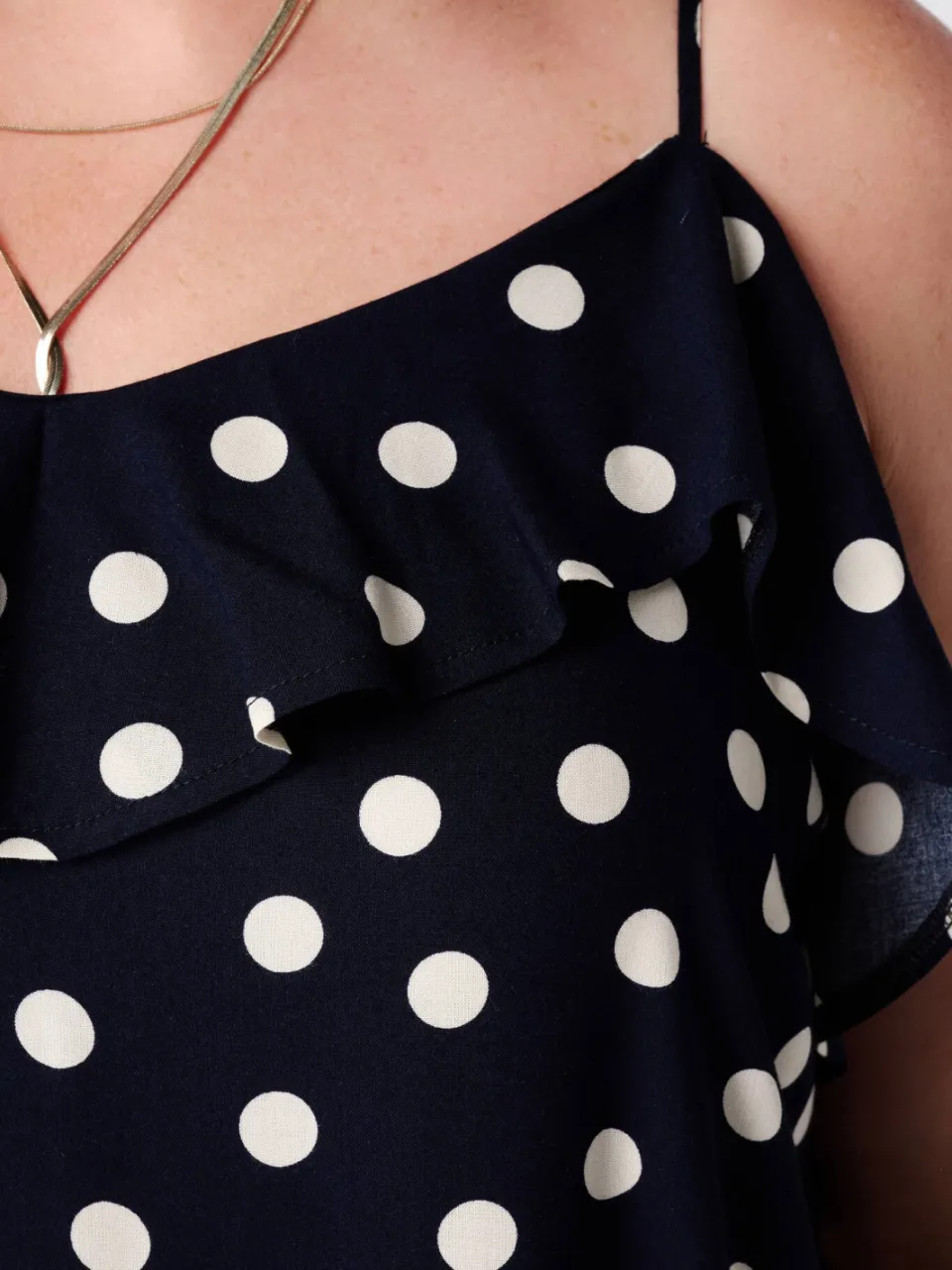 MS Mode maxi jurk Plus Size met ruches en stippen - blauw, foto 5