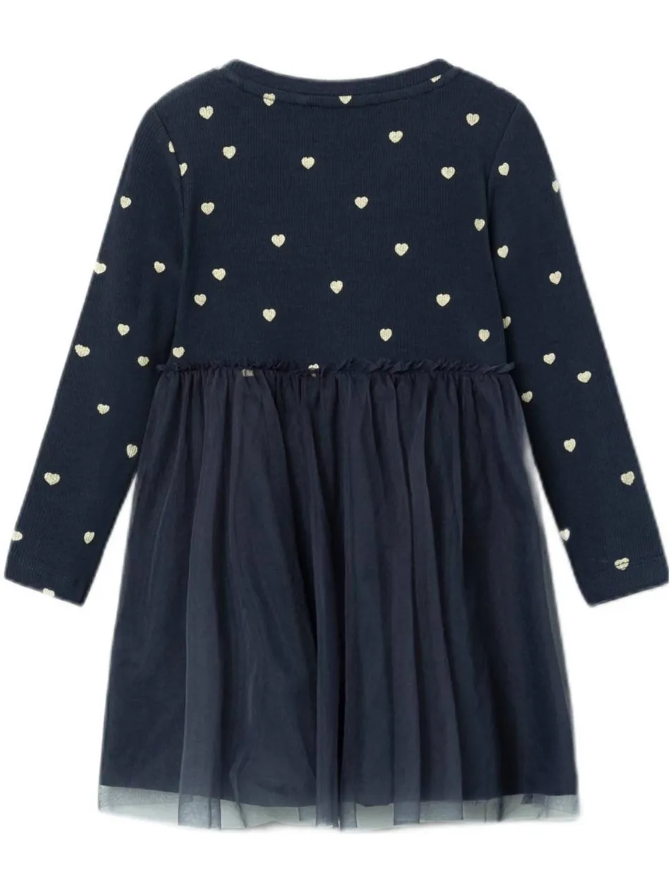 NAME IT MINI A-lijn jurk met tule donkerblauw, foto 4