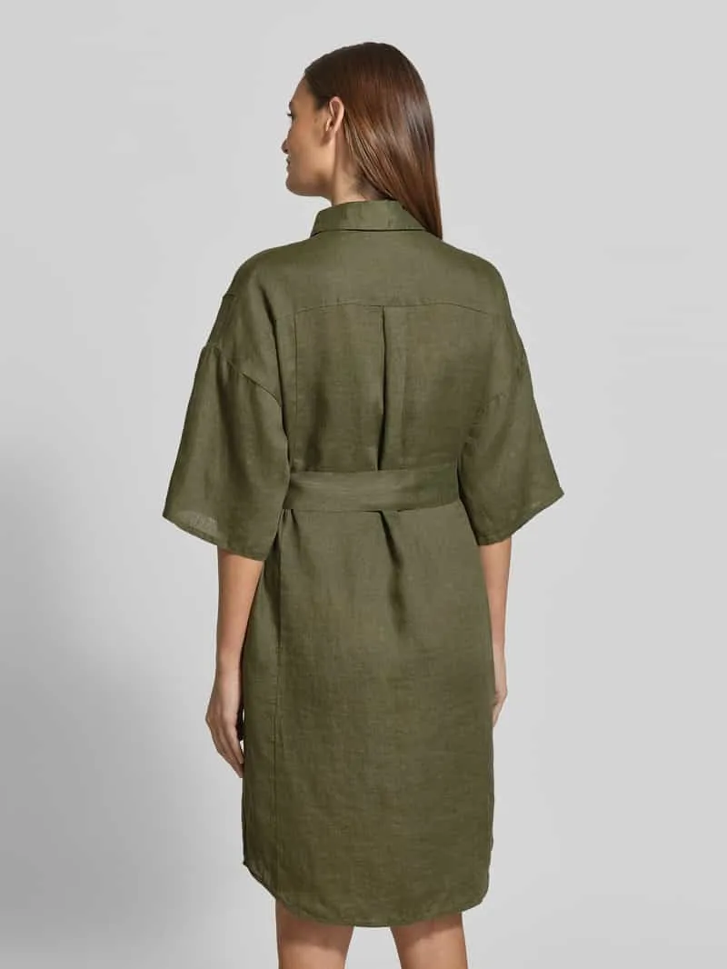 0039 italy Linnen jurk van puur linnen model 'Derby' kaki, foto 3