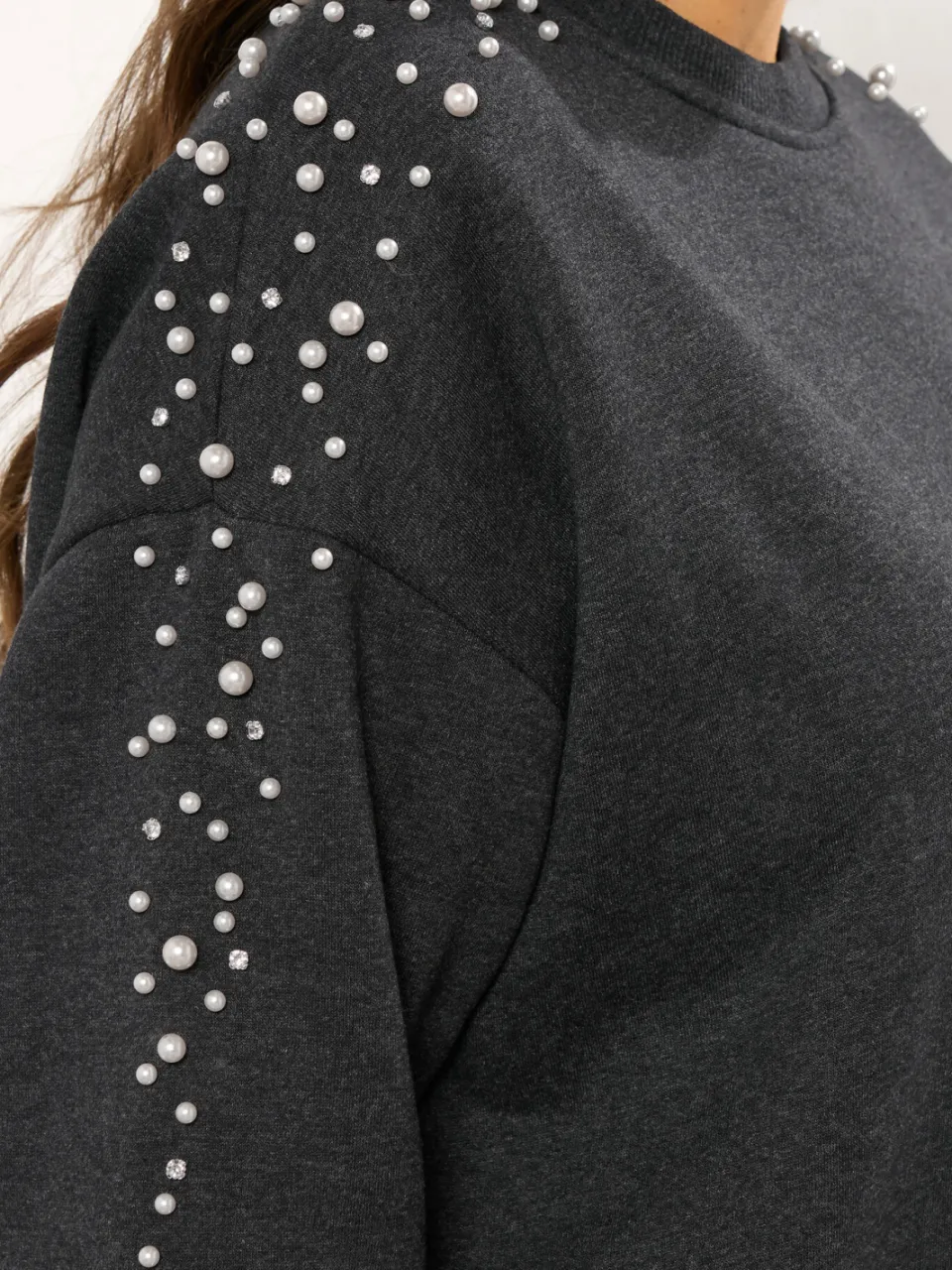 Yours Grijze Sweatshirtjurk Met Studs-52 grijs, foto 4