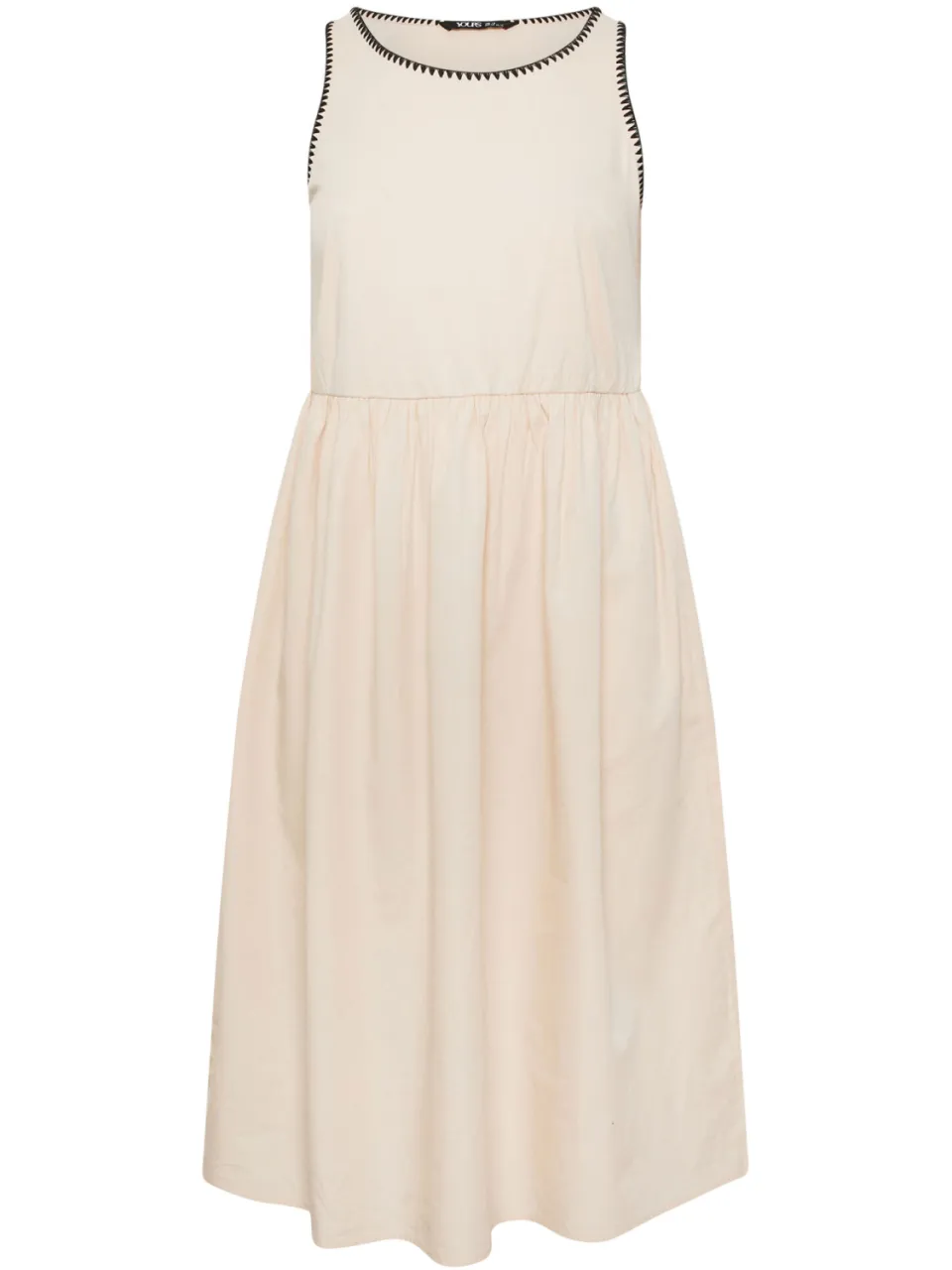 Yours Midi Jurk Met Contrasterende Stiksels En Zakken In Beige-60, foto 4