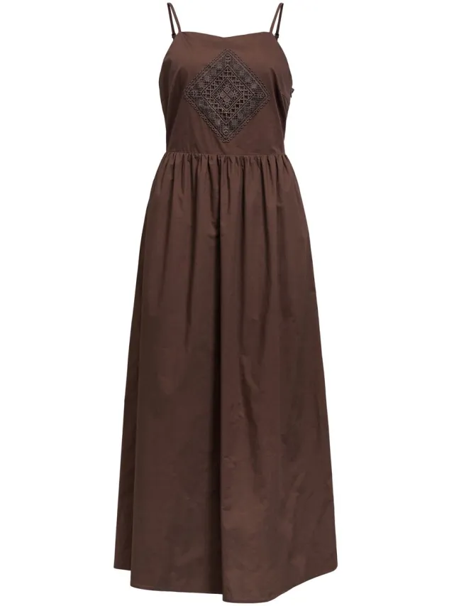 OBJECT COLLECTORS ITEM Object Maxi jurk Geborduurd Seal Brown