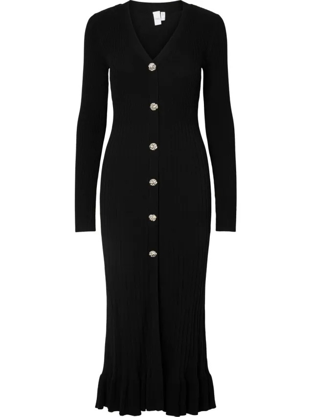 Yas Maxi jurk YASMIKLA knit zwart