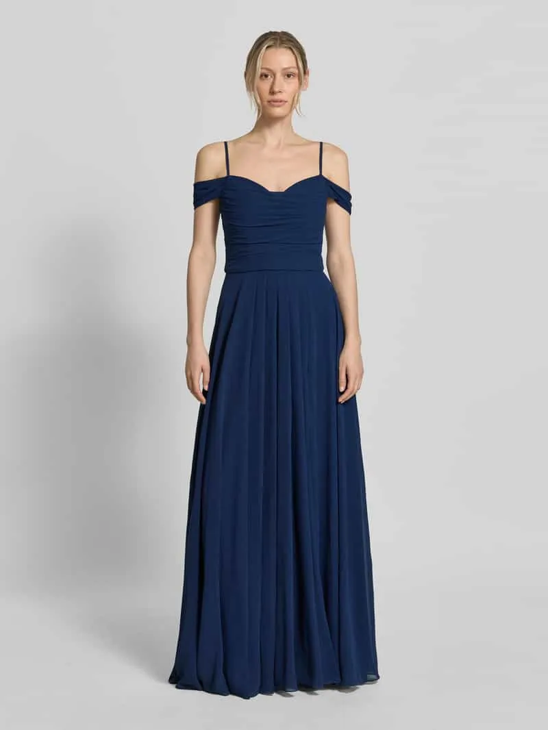 Mascara Maxi-jurk in off-shoulder-look met loopsplit Marineblauw