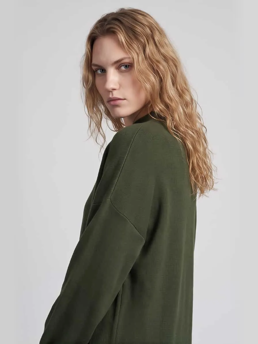 Vero Moda relaxed fit tricotjurk van viscosemix model 'NANCY' donkergroen, foto 6