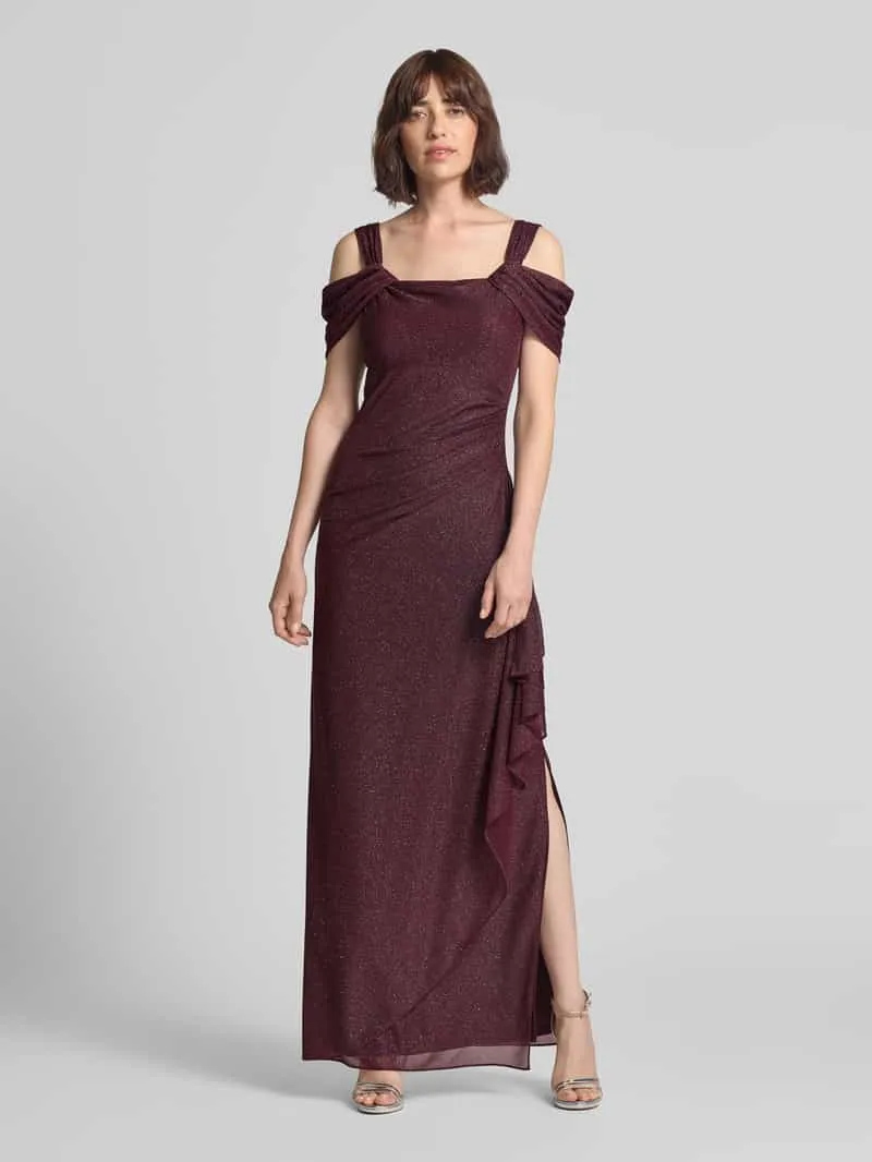 Vera Mont empire avondjurk van chiffon Donkerrood