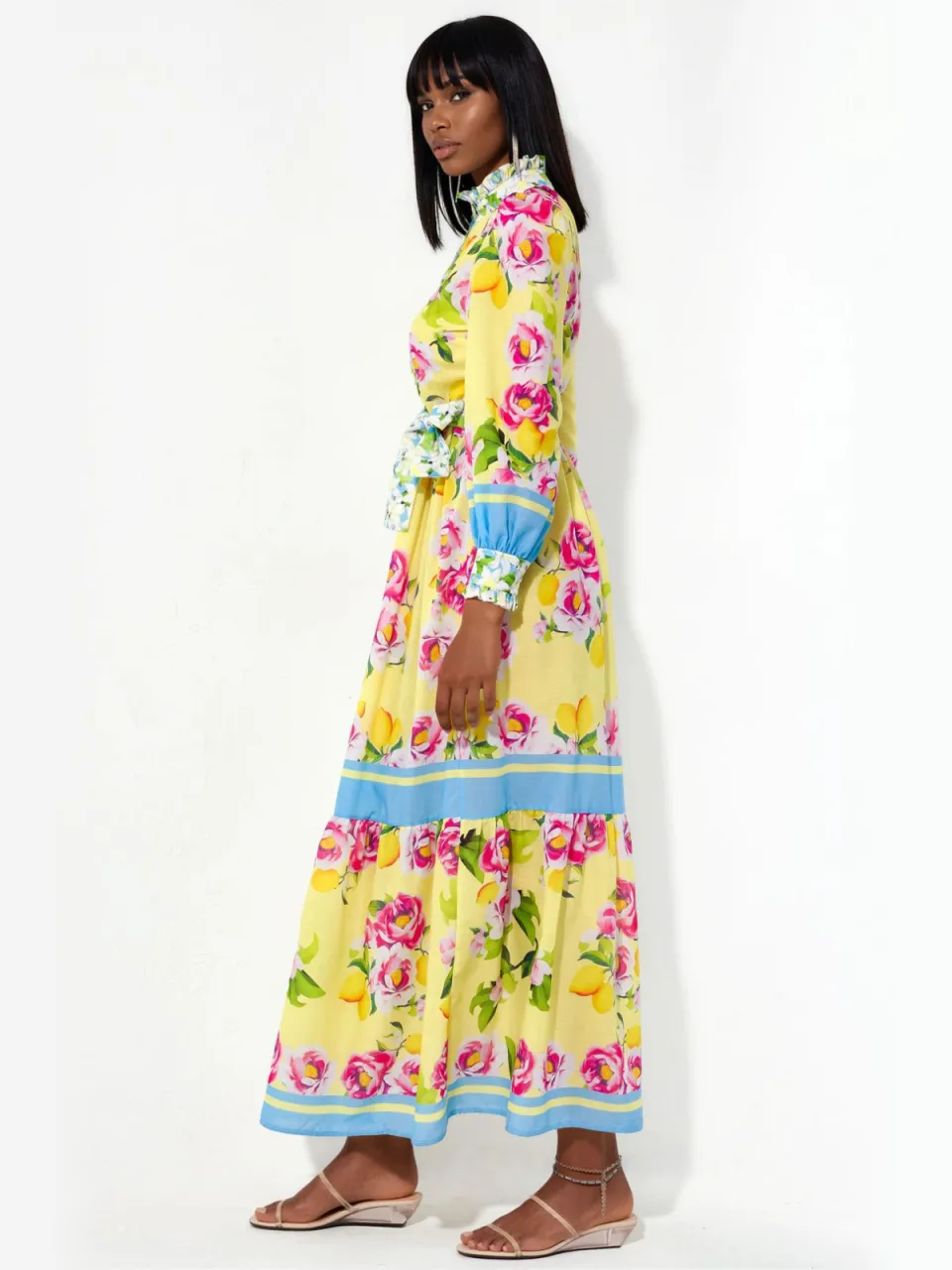 MSN Collection Florale Maxi Jurk met Ceintuur veelkleurig, foto 2