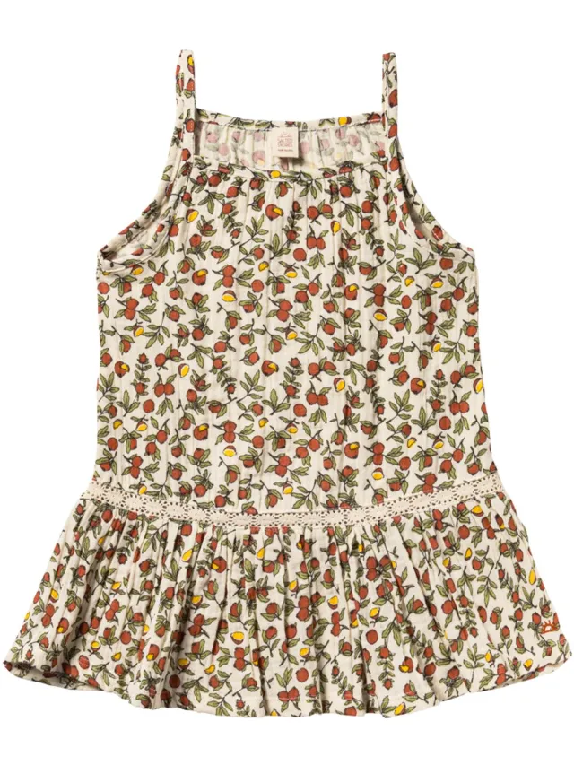 Salted Stories jurk meisjes wit met granaatappelprint 86 White Swan