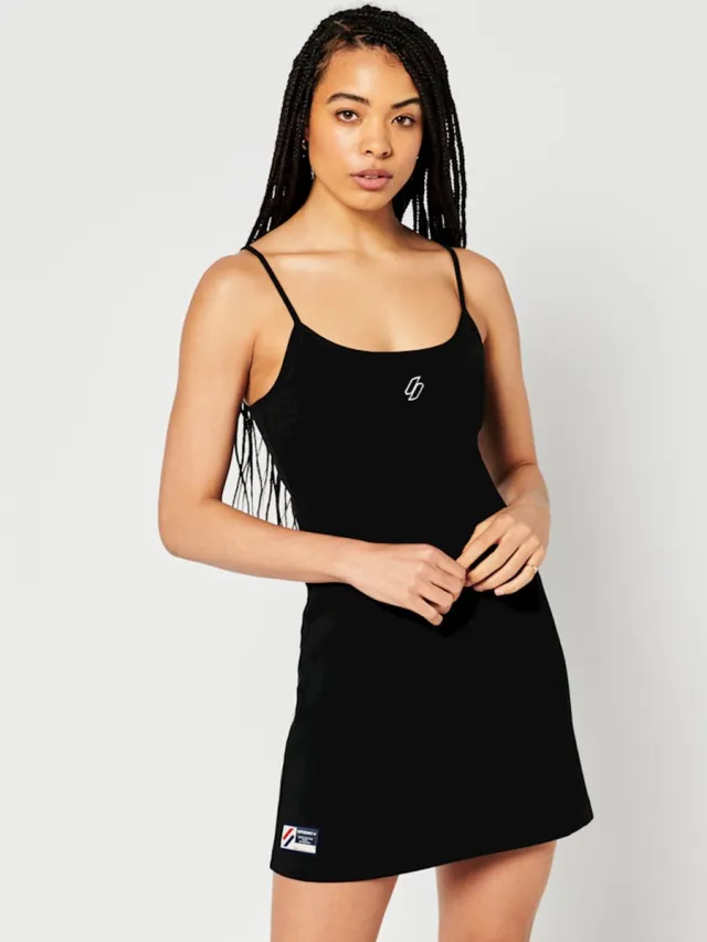 Superdry Dames Essential jurk met bandjes 02a - zwart
