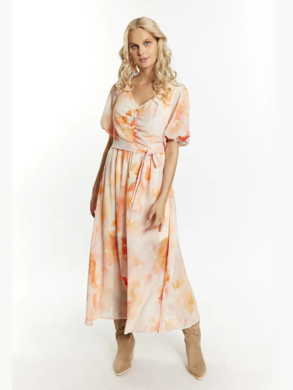 IZIA Jurk Dames Oranje Veelkleurig