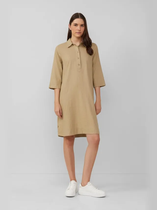 S.Oliver female - Korte blousejurk van een linnenmix met steekzakken beige