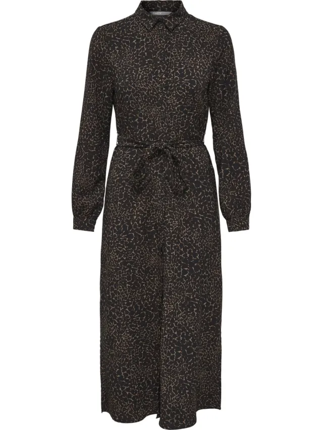 Only ONLBRANDY L/S MIDI SHIRT DRESS WVN Dames Jurk Bruin